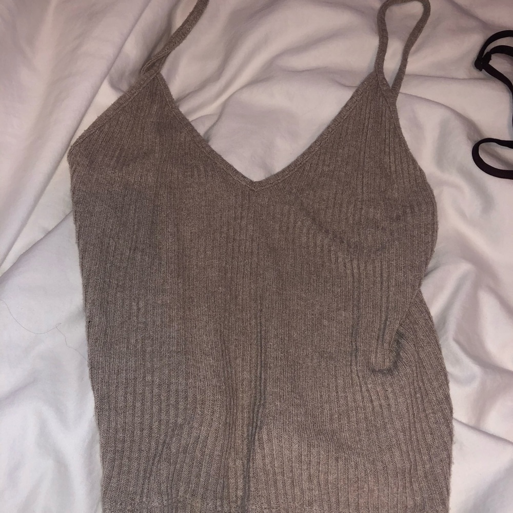 Ribbed Tan Brandy Melville Crop Tank